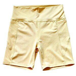 Love Tree High Waist Seam Detail Active Biking Spinning Cycling Short Yellow New